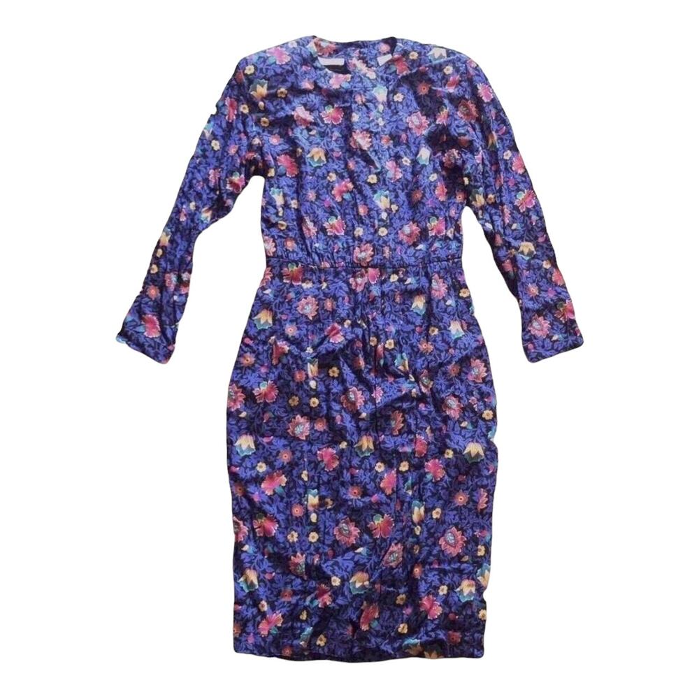1990s VTG Liz Claiborne Purple Paisley Floral Print Knee Length Suit Dress 4 P
